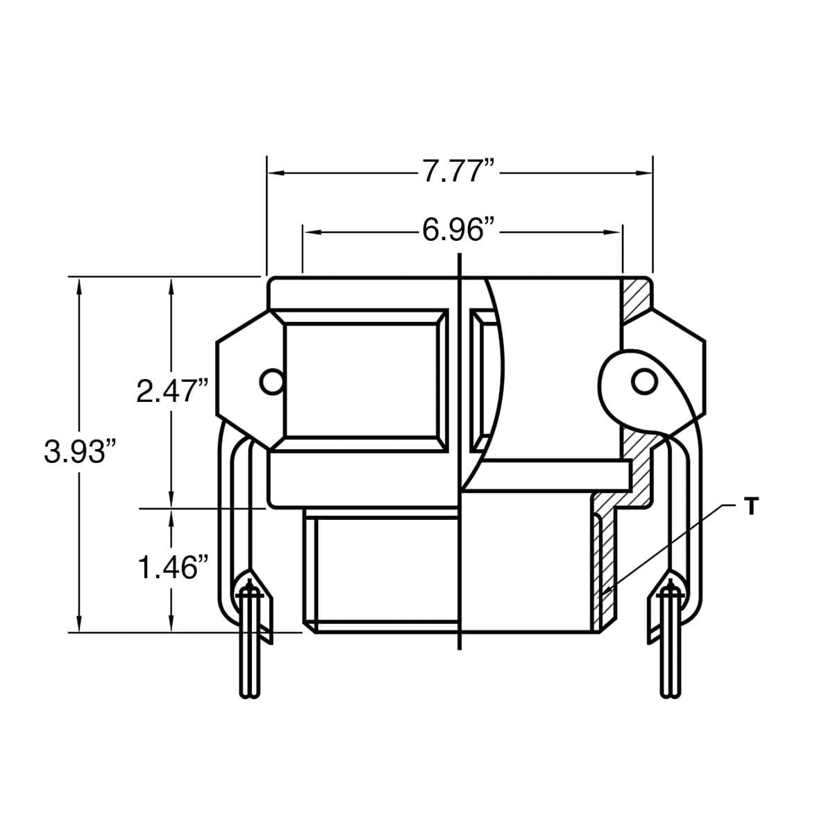 Stainless Steel Type D Cam and Groove Fitting, 6" Female Camlock x 6" Female NPT (CAM-60-D-SS) - Image 2