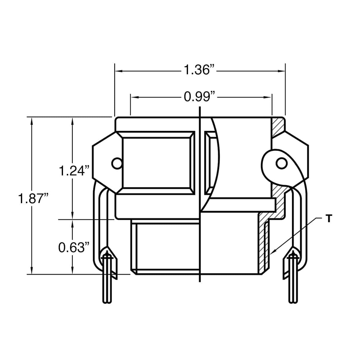 Type B Stainless Steel Cam and Groove Fitting, 1/2" Female Camlock Coupler x 1/2" Male NPT (CAM-05-B-SS304) - Image 2