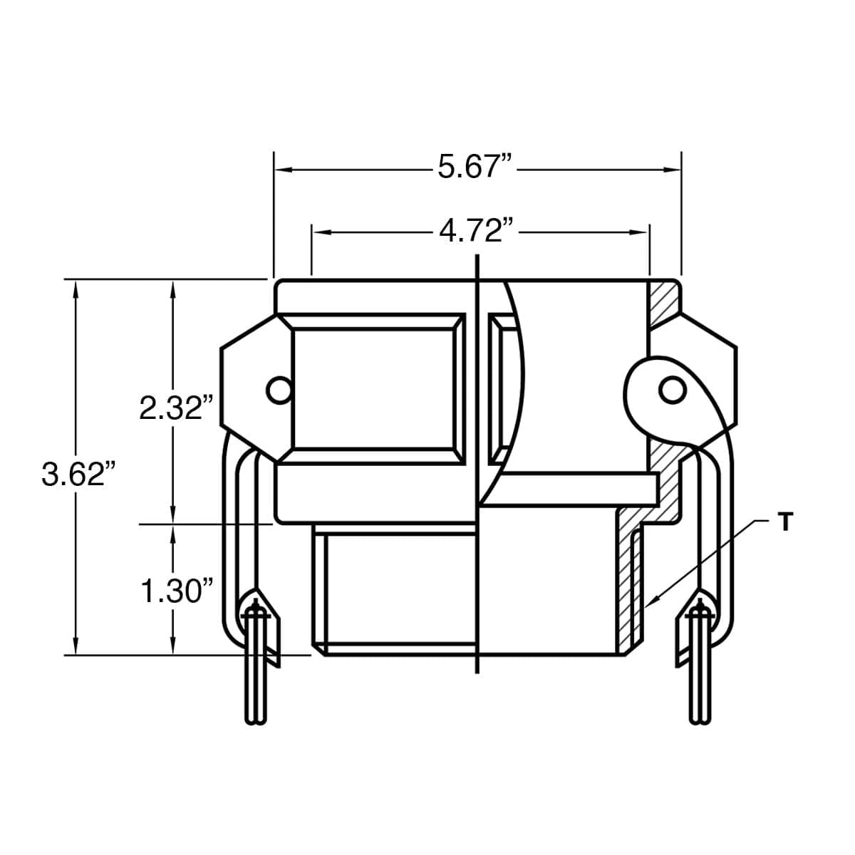 Type B Stainless Steel Cam and Groove Fitting, 4" Female Camlock Coupler x 4" Male NPT (CAM-40-B-SS) - Image 2