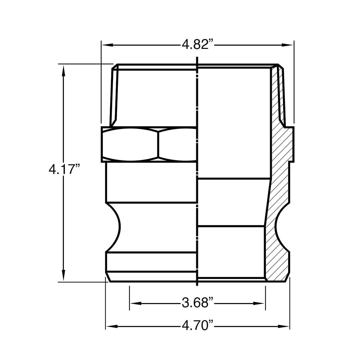 Gloxco Aluminum Type F Cam and Groove Fitting, 4" Male Camlock Adapter x 4" Male NPT (CAM-40-F-AL) - Image 2