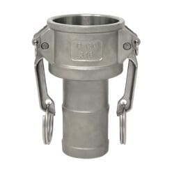 Stainless Steel Type C Cam and Groove Fitting, 1-1/2" Female Camlock x 1-1/2" Hose Shank (CAM-15-C-SS)