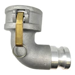 Gloxco Aluminum Type DA Cam and Groove Hose Fitting, 90 Degree Elbow, 3" Female Camlock x 2" Male Camlock (CAM-3020-DA90-AL)