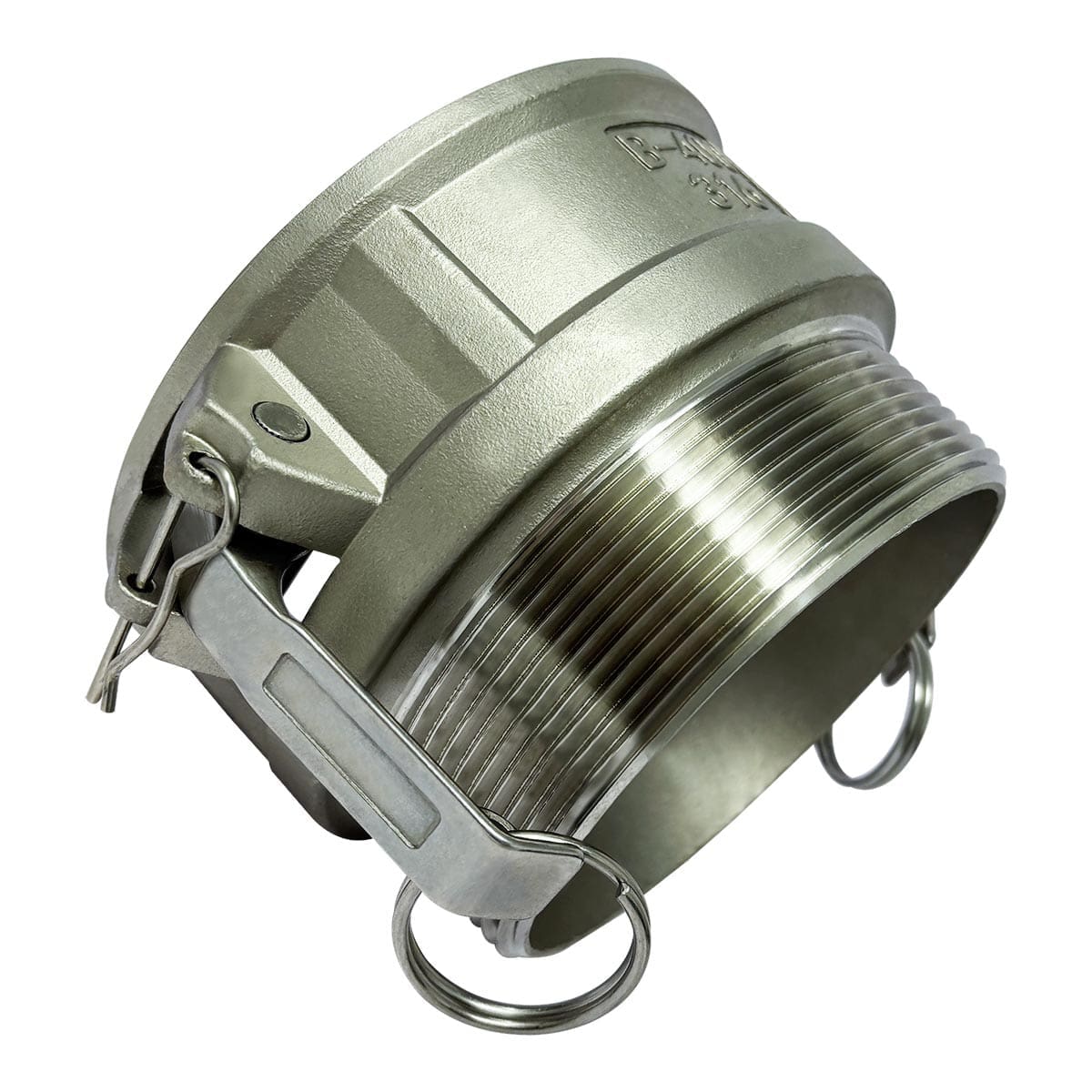 Type B Stainless Steel Cam and Groove Fitting, 4" Female Camlock Coupler x 4" Male NPT (CAM-40-B-SS)