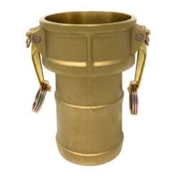 Brass Type C Cam and Groove Fitting, 4" Female Camlock x 4" Hose Shank (CAM-40-C-BR)