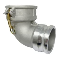 Gloxco Aluminum Type DA Cam and Groove Hose Fitting, 90 Degree Elbow, 4" Female Camlock x 4" Male Camlock (CAM-40-DA90-AL)