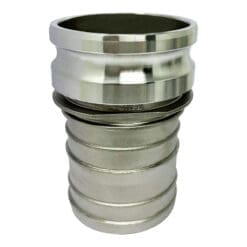 Stainless Steel 4" Type E Cam and Groove Fitting, Male Camlock to Hose Shank (CAM-40-E-SS)