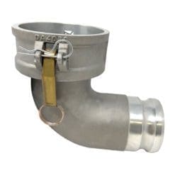 Gloxco Aluminum Type DA Cam and Groove Hose Fitting, 90 Degree Elbow, 4" Female Camlock x 3" Male Camlock (CAM-4030-DA90-AL)