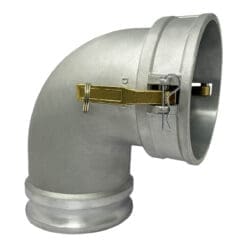 Gloxco Aluminum Type DA Cam and Groove Hose Fitting, 90 Degree Elbow, 6" Female Camlock x 6" Male Camlock (CAM-60-DA90-AL)