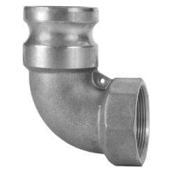 Gloxco Aluminum Type A Cam and Groove Fitting, 90 Degree Elbow, 3" Male Coupler x 3" Female NPT (CAM-30-A90-AL)