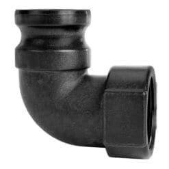 Gloxco Poly Type A Cam and Groove Fitting, 90 Degree Elbow, 2" Male Coupler x 2" Female NPT (CAM-20-A90-PP)