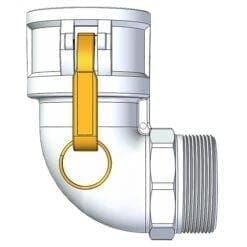 Gloxco Aluminum Type B Cam and Groove Fitting, 90 Degree Elbow, 1-1/2" Female Coupler x 1-1/2" Male NPT (CAM-15-B90-AL)