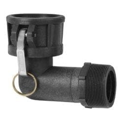 Gloxco Poly Type B Cam and Groove Fitting, 90 Degree Elbow, 2" Female Coupler x 2" Male NPT (CAM-20-B90-PP)