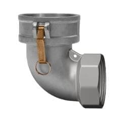 Gloxco Aluminum Type D Cam and Groove Fitting, 90 Degree Elbow, 1.5" Female Coupler x 1.5" Female NPT (CAM-15-D90-AL)