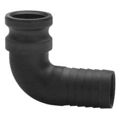 Gloxco Poly Type E Cam and Groove Fitting, 90 Degree Elbow, 1.5" Male Coupler x 1.5" hose shank (CAM-15-E90-PP)