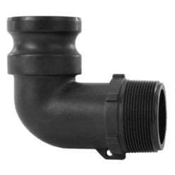 Gloxco Poly Type F Cam and Groove Fitting, 90 Degree Elbow, 1.5" Male Adapter x 1.5" Male NPT (CAM-15-F90-PP)
