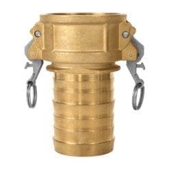 Self Locking Camlock Fitting, Type C, Brass, 4" Female Camlock Coupler x 4" Hose Shank (CAM-40-CSL-BR)