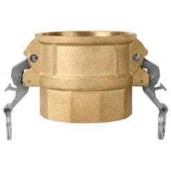 Self Locking Camlock Fitting, Type D, Brass, 4" Female Camlock x 4" Female NPT (CAM-40-DSL-BR)