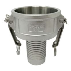 Stainless Steel Type CR Cam and Groove Fitting Reducer, 3" Female Camlock x 2" Hose Shank (CAM-3020-CR-SS)