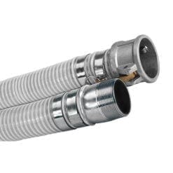 3" Clear PVC Suction Hose Assembly, Female Camlock x Male NPT KC Nipple, 60 PSI, 20' Length