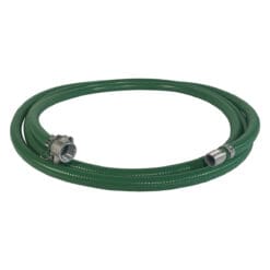 1" Green PVC Suction Hose Assembly, Female Camlock x Male NPT KC Nipple, 85 PSI, 20' Length