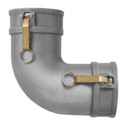 Gloxco Aluminum Type DD Cam and Groove Hose Fitting, 90 Degree Elbow, 6″ Female Coupler x 6″ Female Coupler (CAM-60-DD90-AL)