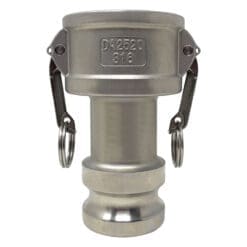 Gloxco Stainless Steel Type DA Cam and Groove Hose Fitting, Reducer, 2-1/2″ Female Coupler x 2″ Male Adapter (CAM-2520-DA-SS)