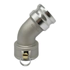 Gloxco Aluminum Type DA Cam and Groove Hose Fitting, 45 Degree Elbow, 3″ Female Camlock x 3″ Male Camlock (CAM-30-DA45-AL)