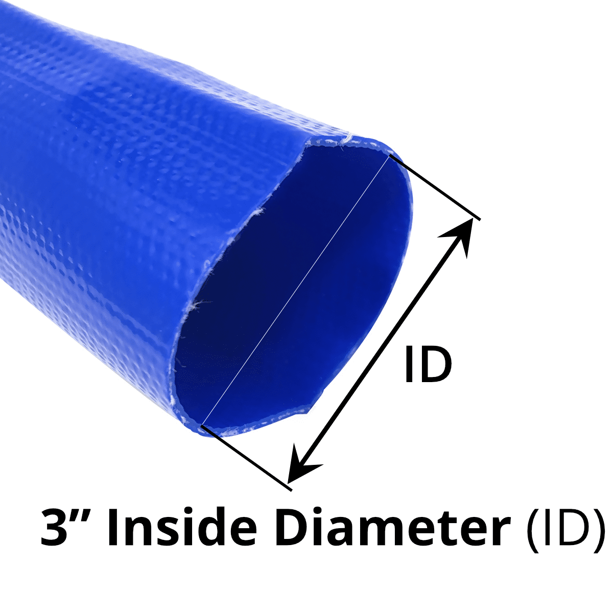 Gloxco 3" x 100' Blue Lay Flat PVC Discharge Hose Assembly with Aluminum Cam and Groove C and E Fittings - Image 2