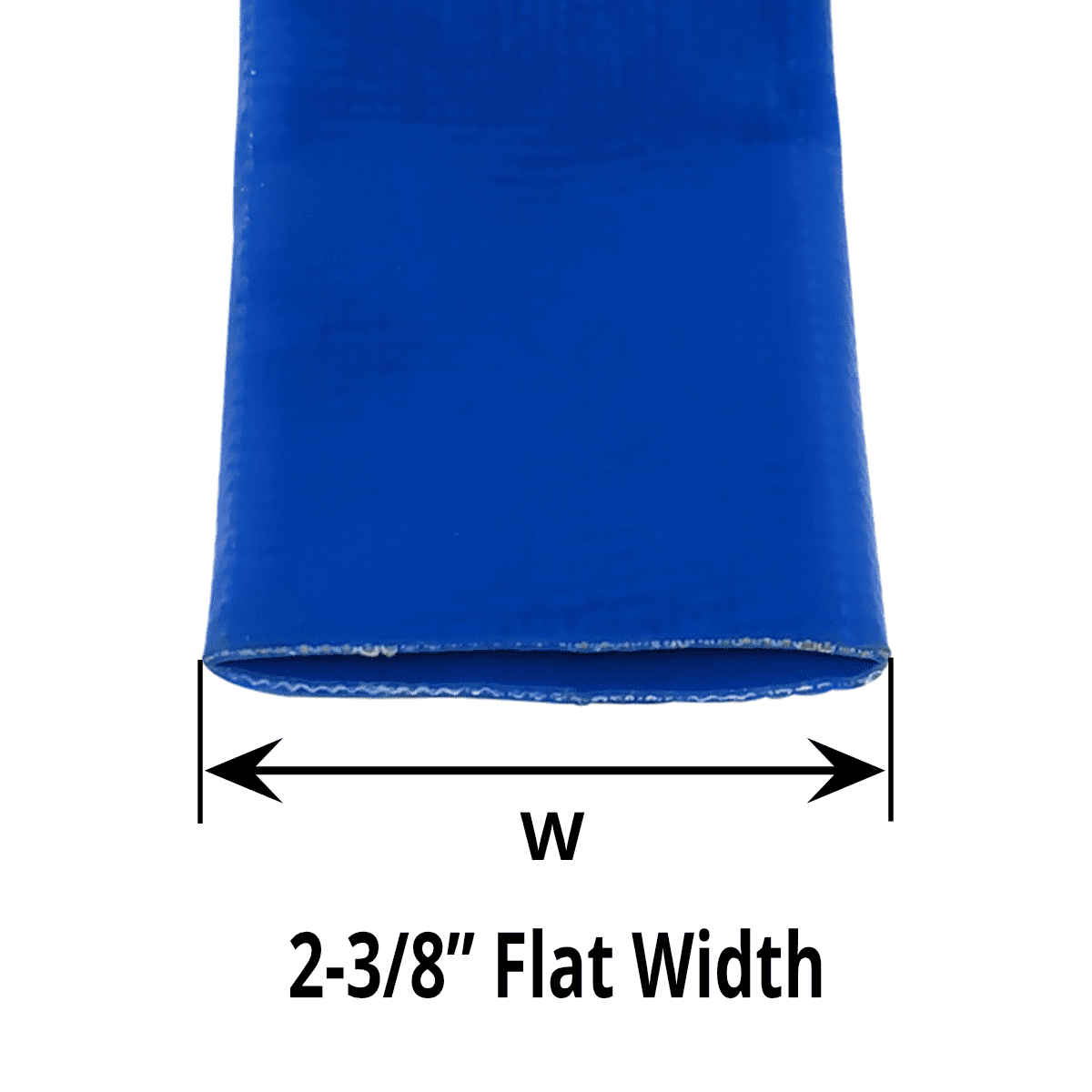 Gloxco 1-1/2" x 25' Blue Lay Flat PVC Discharge Hose Assembly with Poly Pin Lug Fittings - Image 3