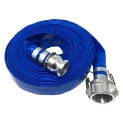 Gloxco 1-1/2" x 50' Blue Lay Flat PVC Discharge Hose Assembly with Aluminum Cam and Groove C and E Fittings
