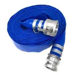 Gloxco 2" x 50' Blue Lay Flat PVC Discharge Hose Assembly with Aluminum Cam and Groove C and E Fittings