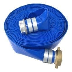 Gloxco 2" x 100' Blue Lay Flat PVC Discharge Hose Assembly with Aluminum Pin Lug Fittings