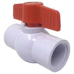 1" PVC Ball Valve, White Body, Female Threaded