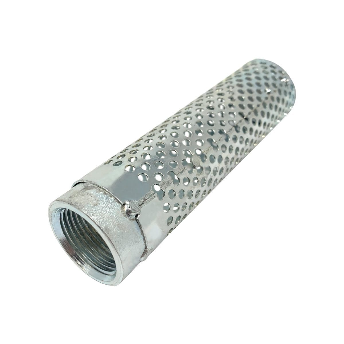 1" Long Style Suction Strainer, Round Hole, Zinc Plated Steel