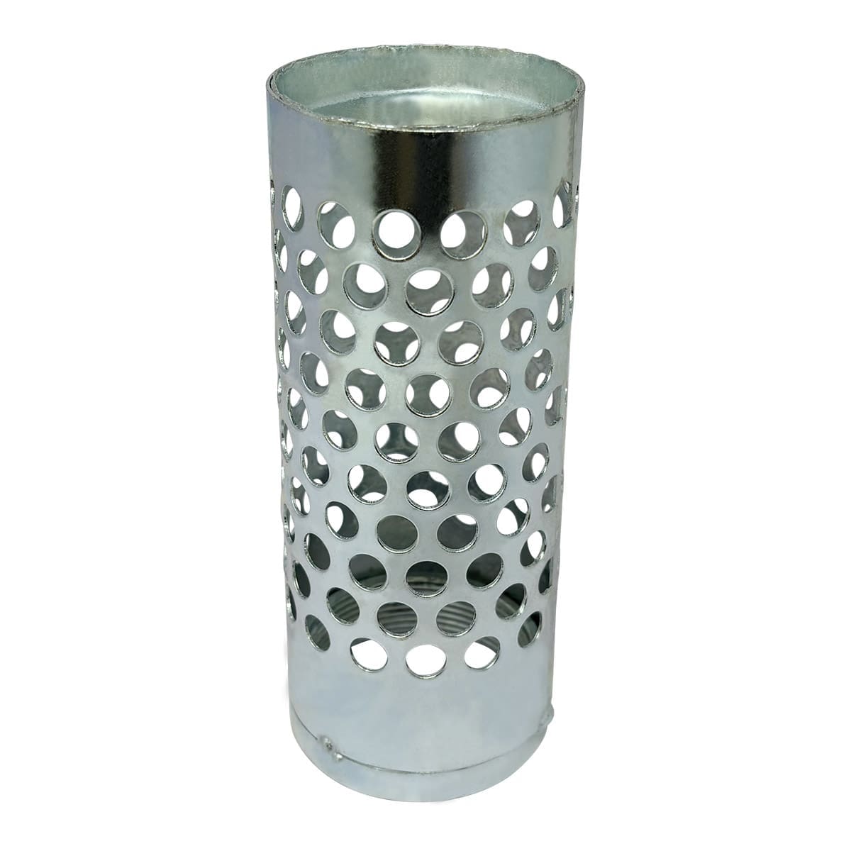 2" Long Style Suction Strainer, Round Hole, Zinc Plated Steel