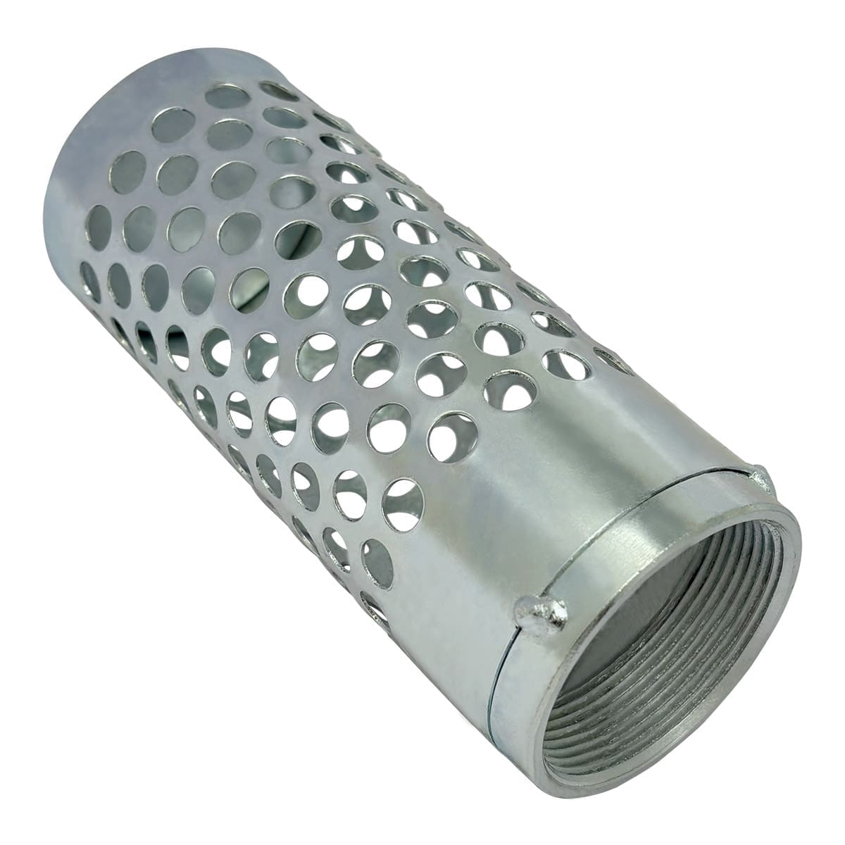 2" Long Style Suction Strainer, Round Hole, Zinc Plated Steel