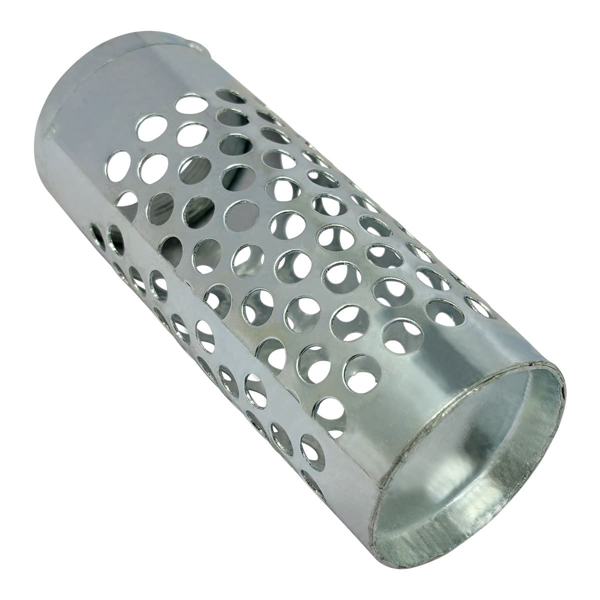 2" Long Style Suction Strainer, Round Hole, Zinc Plated Steel