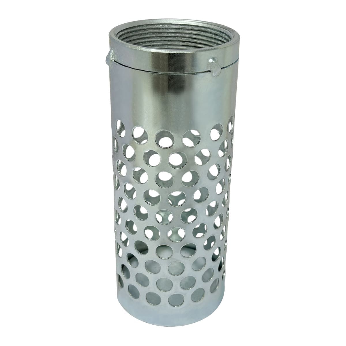 2" Long Style Suction Strainer, Round Hole, Zinc Plated Steel