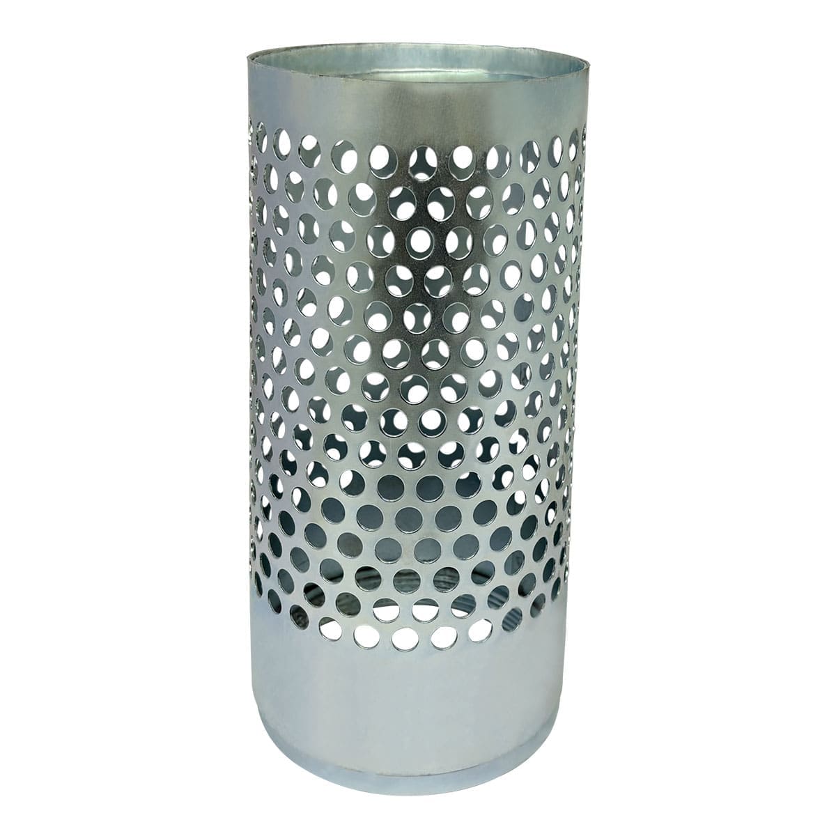4" Long Style Suction Strainer, Round Hole, Zinc Plated Steel