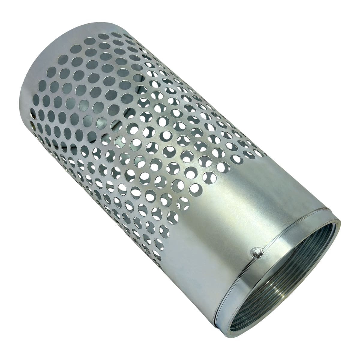 4" Long Style Suction Strainer, Round Hole, Zinc Plated Steel