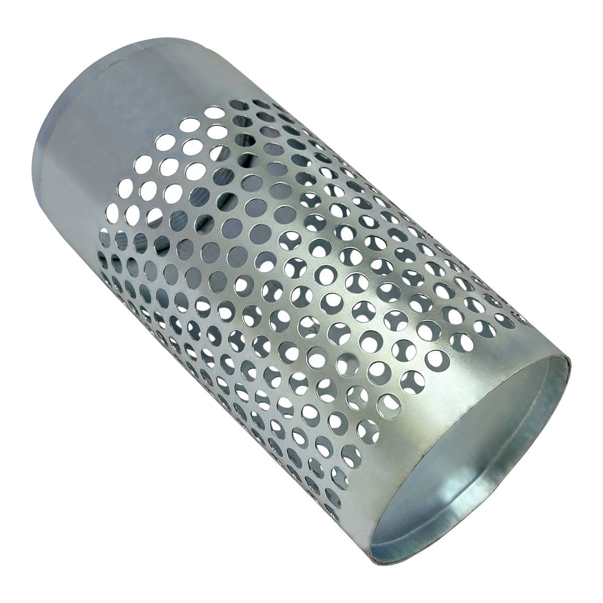 4" Long Style Suction Strainer, Round Hole, Zinc Plated Steel