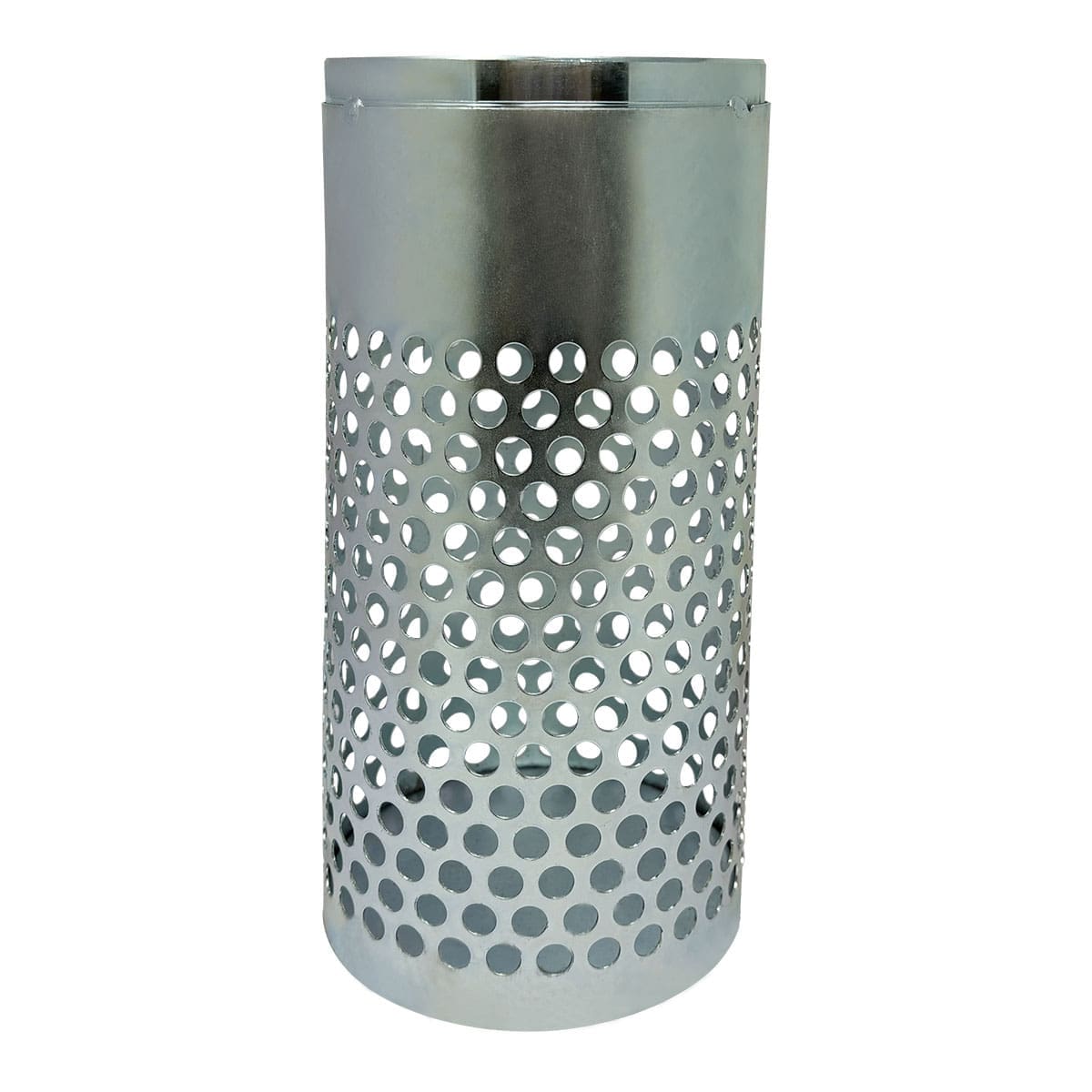 4" Long Style Suction Strainer, Round Hole, Zinc Plated Steel