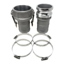 Aluminum 3" Cam and Groove Fitting Kit with Male Camlock Adapter, Female Camlock Coupler, Four Clamps