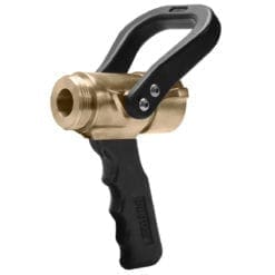 Fire Hose Nozzle, 1-1/2" Swivel NST, Ball Shut-Off Nozzle with Pistol Grip, 1-1/2" Male NST Outlet, Bronze Body