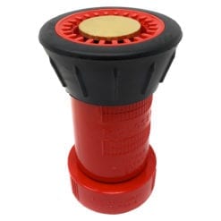 Fire Hose Nozzle, 1-1/2" NST, Adjustable Industrial Fog Nozzle, 75 GPM, Large Cone Bumper, Red Polycarbonate