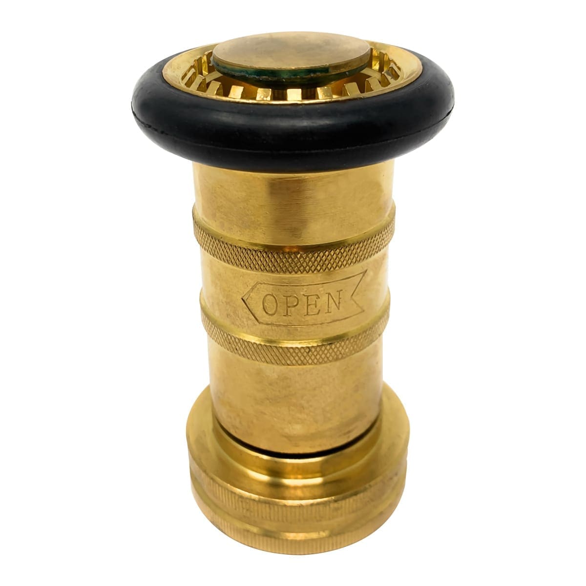 Fire Hose Nozzle, 1-1/2" NST, Adjustable Industrial Fog Nozzle, 75 GPM, Satin Brass