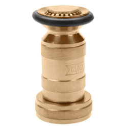 Fire Hose Nozzle, 2-1/2" NPSH, Adjustable Industrial Fog Nozzle, 150 GPM, Satin Brass