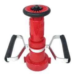 Fire Hose Nozzle, 2-1/2" NST, Adjustable Fog Nozzle with Handles, 150 GPM, Red Polycarbonate