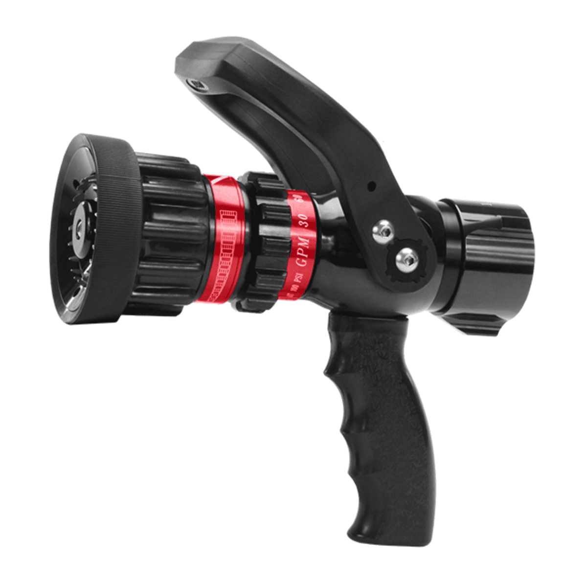 Fire Hose Nozzle, 1-1/2" NST, Selectable Gallonage Nozzle, 95-125-150-200 GPM, Aluminum Body