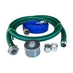 Gloxco 2" Pump Hose Kit with Aluminum Cam and Groove Fittings - Includes Green PVC Suction Hose, Discharge Hose, Plated Steel Strainer, Additional Male Adapters